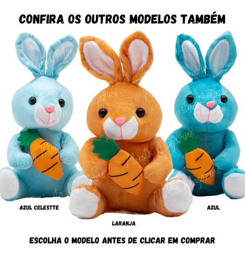 Coelho De Pelúcia Páscoa 25cm Cenoura Presente Várias Cores