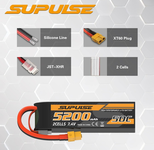 Batería Lipo 7.4v 5200mah 2s Xt60 Automodelismo Supulse