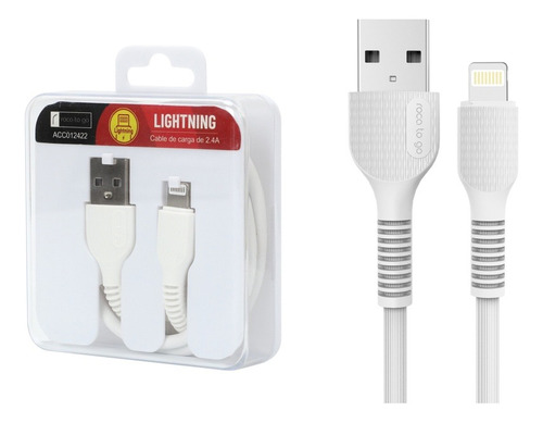 Cable De Datos Roca To Go Usb A A Lightning 100cm 2.4a Blanc