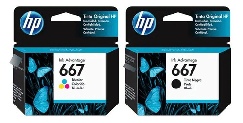 Combo Cartucho Hp 667 Color + Negro Original 1275 2374 2375