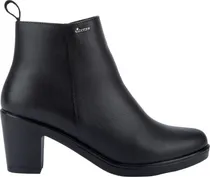 Comprar Botin Dama Negros De Piel Vaqueros Tacon Alto Ancho De Moda