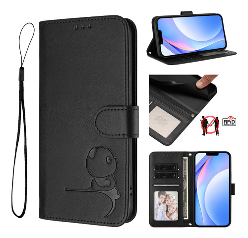 Funda Tipo Cartera Con Temática De Panda Para Cubot Note 40/p50/a10/a20/a30/max 5, Cierre Magnético, 3 Ranuras Para Tarjetas, A Prueba De Golpes