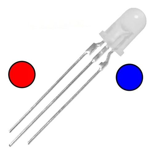 Led Bicolor Rojo/azul Cátodo O Ánodo 5mm 3 Pin 100pz