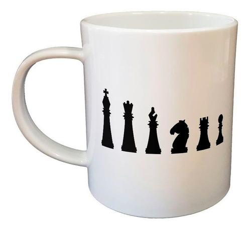 Taza De Plastico Ajedrez Piezas Lineal Negro Juego M1