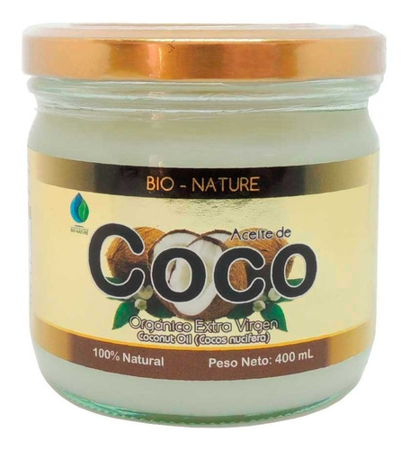 Aceite De Coco Organico Extra Virgen Bio - Nature 400 Ml