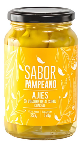 Pickles Encurtidos Ajíes Frasco 350 gramos Conserva en Vinagre Sabor Pampeano