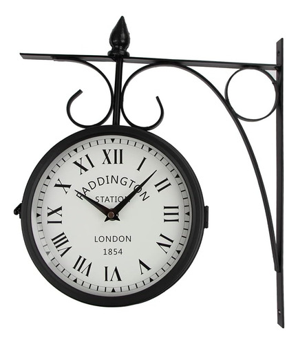 Reloj Retro De Hierro Forjado Redondo De Doble Cara Para Dec