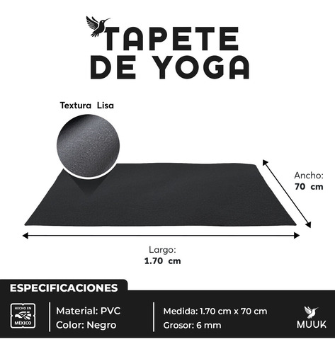 Tapete Portátil Yoga Pilates Fitness Ejercicio Relajación Color Negro 6mm Be Brandless