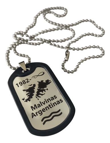 Medalla Malvinas Argentina Steel Con Cadena Y Grabado Dorso