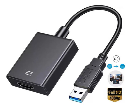 Rizzup®usb A Hdmi Adaptador Usb Gamer Convertidor Super Video A Hdmi Cable Conectores Monitor Pc Computadoras Full Hd Audio Y Video Sincronizados, Alta Calidad Gomita Usb3.0 1080p 4k