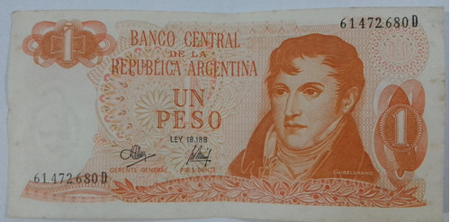 Billete $1 Ley 18188 Argentina 1970