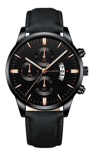 Relógio Pulso Masculino Aço Inoxidável Quartz Pulseira Couro