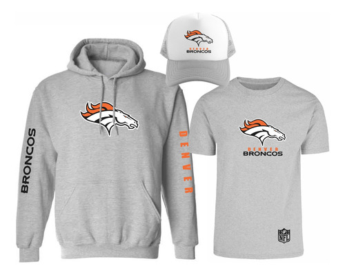 Kit Sudadera + Playera + Gorra Mod Denver Broncos Nfl