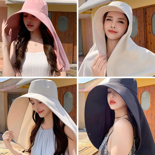 Gorro De Sol Con Forma De Chal De Ala Grande, Protección Con
