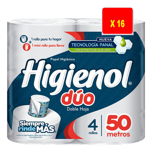 Papel Higiénico Higienol Duo 50 Metros X 2 Bultos