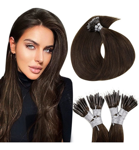 Extensiones Cabello Real Marrón Oscuro 18in 50gramos