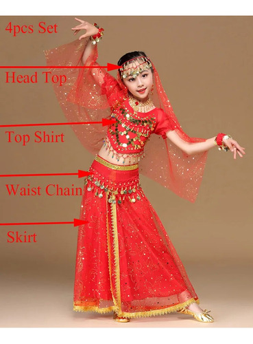 Conjunto De Disfraz De Danza India Para Niños Sari Bollywood