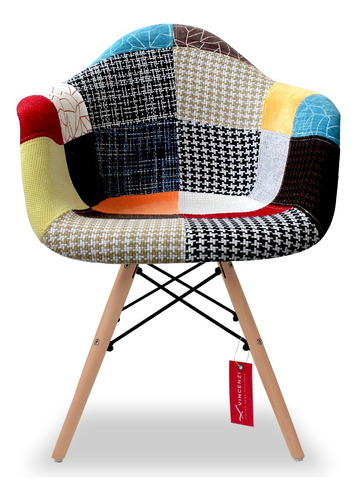 Imagen 1 de 6 de Silla Poltrona Vincenzi Eames Dublin Patchwork R4584