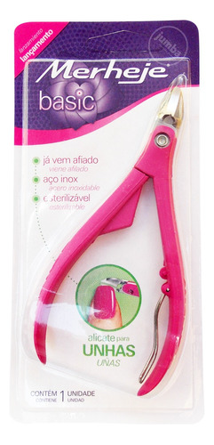 Merheje Alicate De Cutícula Acero Inoxidable Esterilizable Color Rosa