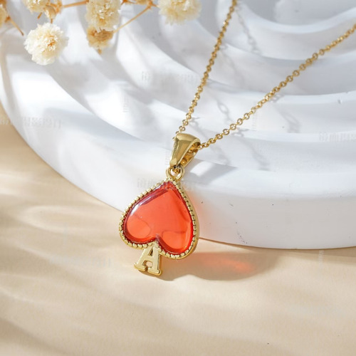 Peach Heart Oil Drop Pendant Clavicle Necklace Stainless