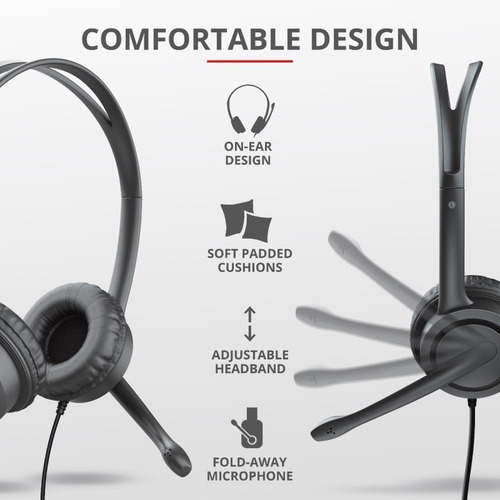 Imagen 8 de 10 de Auricular Trust Mauro Usb Headset Microfono Pc Cable 2,5m *