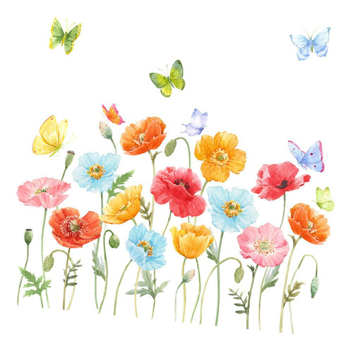 Flores Mariposas Calcomanías De Pared De Pared Adhesivo