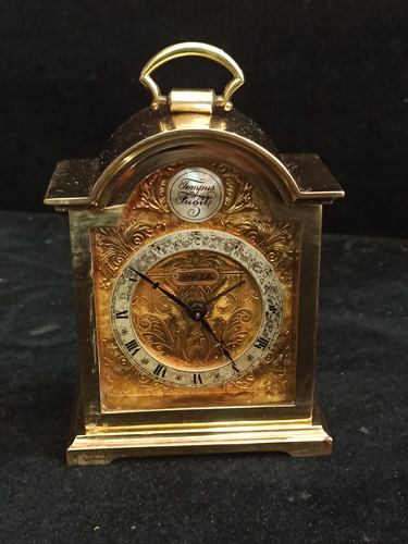 Antiguo Reloj De Mesa Tempus Fugit A Cuerda, 8 Días Suizo 