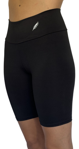 Calza Biker Mujer Deportiva Negra Lycra Lisa Tiro Alto