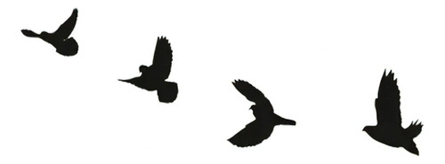 Escultura De Parede Decorativo Pássaros Voando Preto Mdf