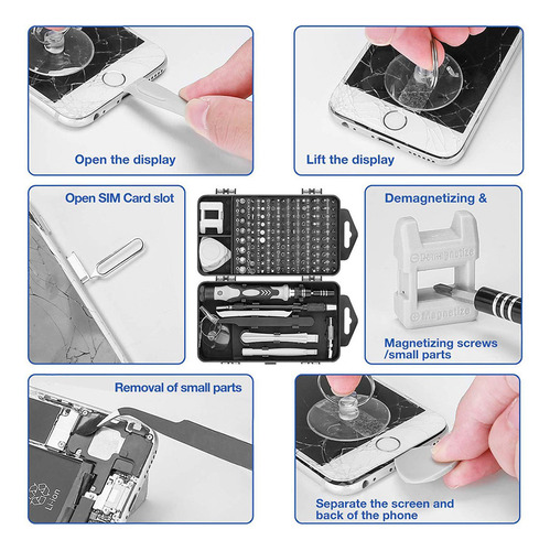 Kit De Destornilladores 115 Piezas Para Servicio Tecnico