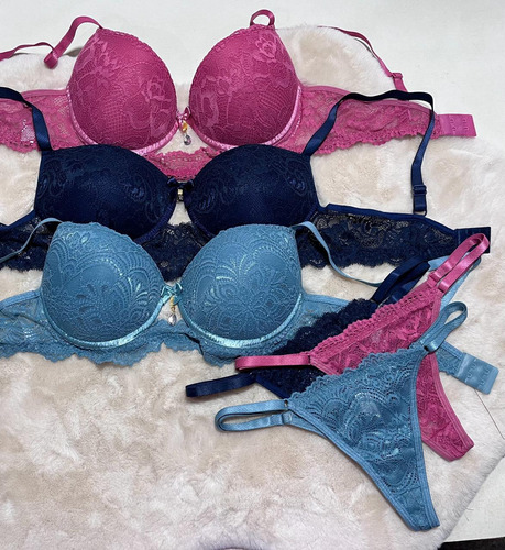 Kit De 2 Conjuntos De Lingerie Com Calcinha E Sutiã Sem Bojo