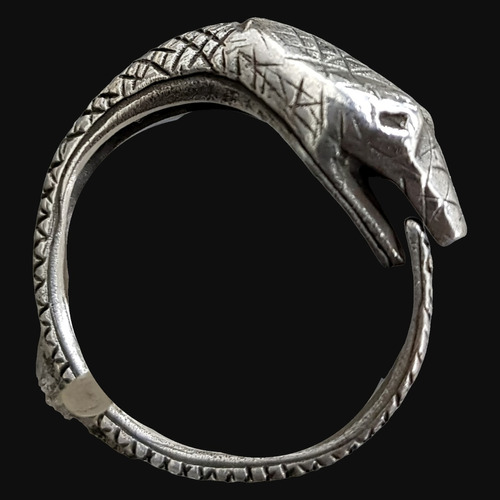 Anillo Ouroboros Cabeza 0,65 X 1,5 Cm Plata 7,5 Gr Art 480