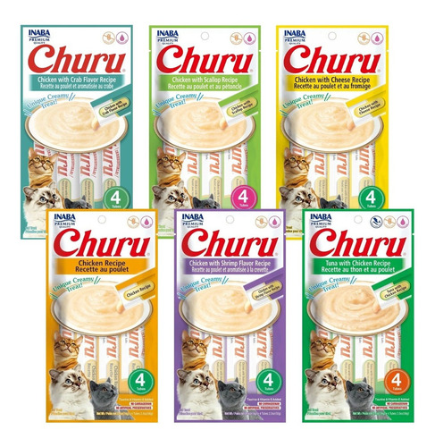 Churu Gato Pack De 6 - Variedades Pollo - 24 Tubitos