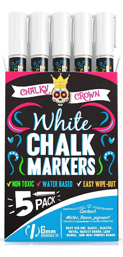 Marcadores Chalky Crown Set 5 Unidades, Color Blanco