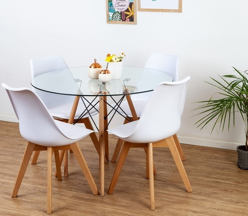 Imagen 2 de 8 de Mesa De Comedor Redonda Vidrio Nordica 100cm Eames Ct