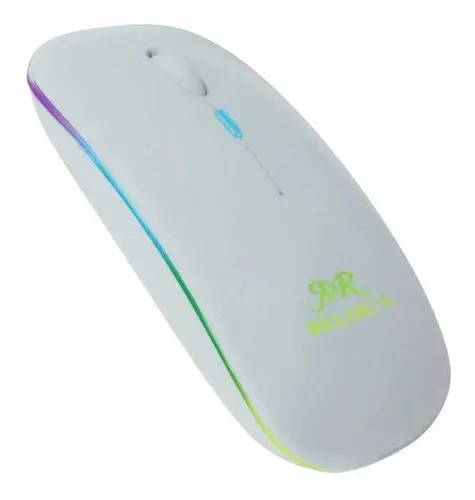 Mouse Slim S/fio Bluetooth Recarregável Led Rgb E-1300 Pro Cor Branco