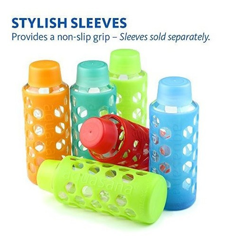Imagen 2 de 5 de Aquasana Botellas De Agua De Vidrio Y Tapa Sin Bpa, 18 Oz, P