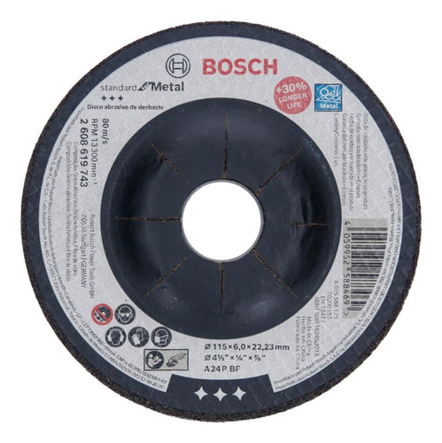 10 Discos De Desbaste Bosch Standard For Metal 115x6,0mm