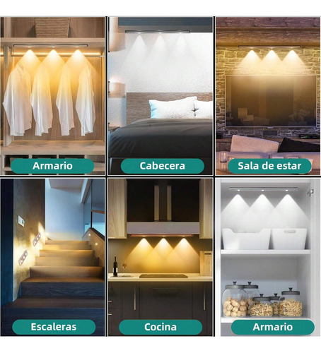 Luz Led Sensor De Movimiento,40cm Recargable Con 3 Colores
