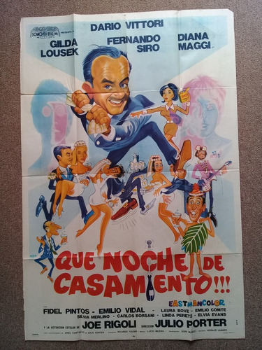 Antiguo Afiche De Pelicula - Que Noche De Casamiento -310- (Usado)