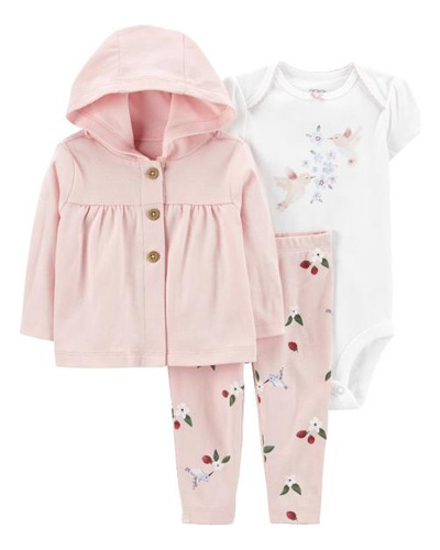 Set 3 Piezas Con Campera, Pantalón Y Body Floreal Carters