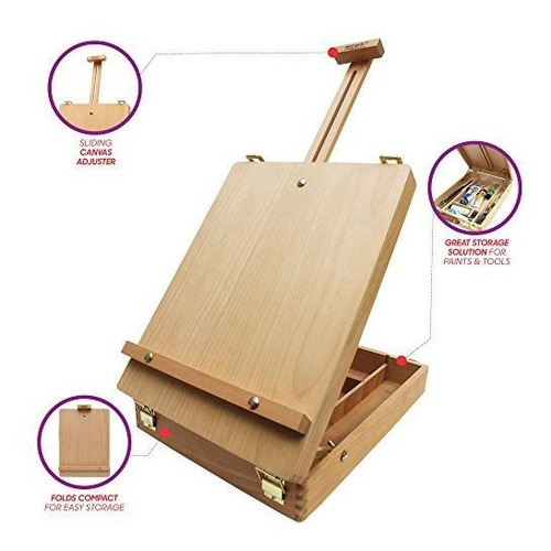 Imagen 2 de 6 de Caballete Mesa Para Pintura Escritorio Niño Adulto Haya