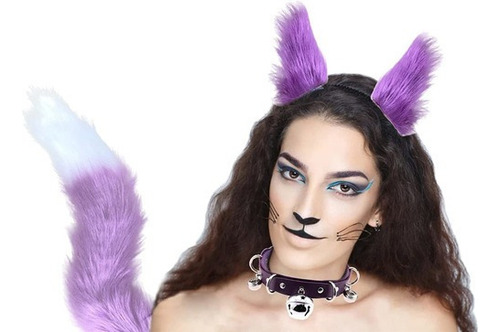 Disfraz De Zorro Lobo Con Orejas Y Cola De Gato Peludo