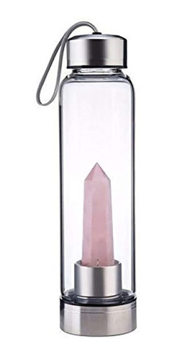 Botella De Agua De Cristal - Elixir De Cuarzo Rosa