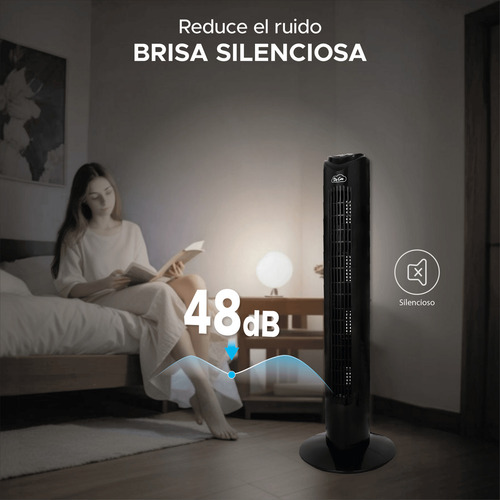 Set 2 Ventiladores Tipo Torre 83 cm con Control Remoto Aspas de Plástico Negro y Silenciosos