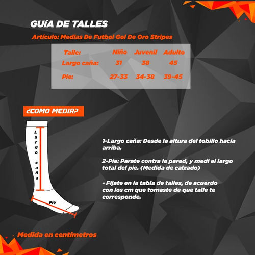 Imagen 3 de 4 de Medias De Futbol Gol De Oro Stripes - Mas De 40 Colores