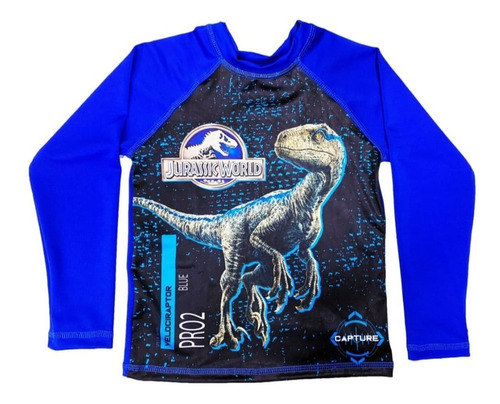 Franela Protección Uv Para Niños! - Jurassic World Blue 