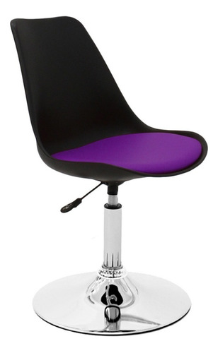 Silla Tulip Eames Negra Con Base Escritorio Color Violeta Material Del Tapizado Cuero Sintético