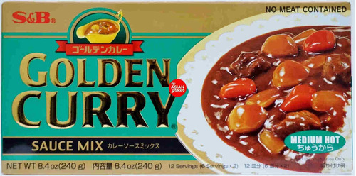 Tempero Golden Curry Com Sabor Picante Nível Médio S&b 220g