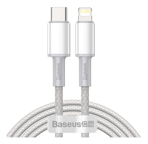 Cabo Usb- C / Lightning Turbo Baseus P/ iPhone Pd Qc 20w 2m Cor Branco